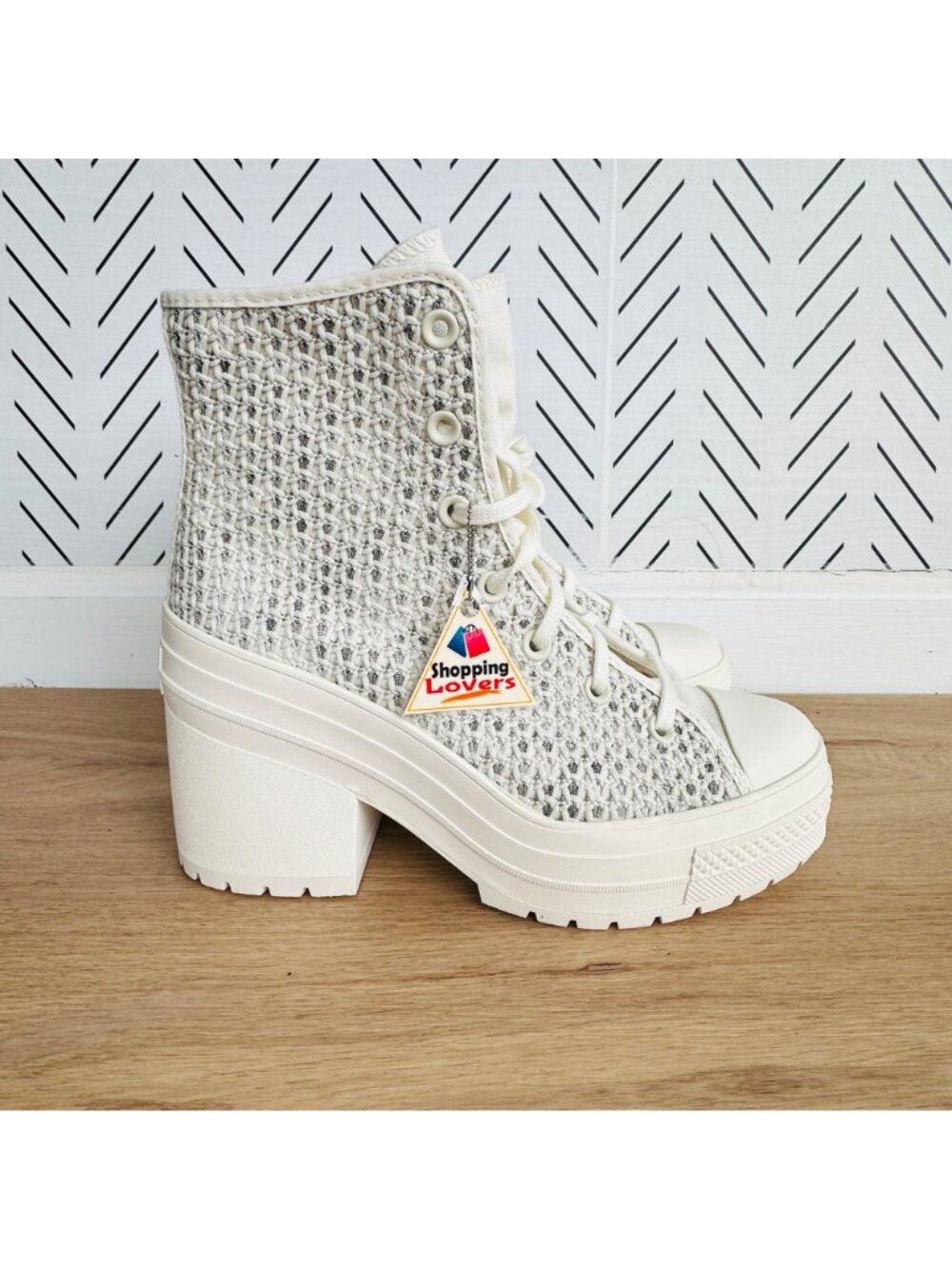 ⭐Converse Chuck 70 De Luxe Heel Platform Knit Sz 7 Men Shoes Egret Boots A07535C - Picture 2 of 9
